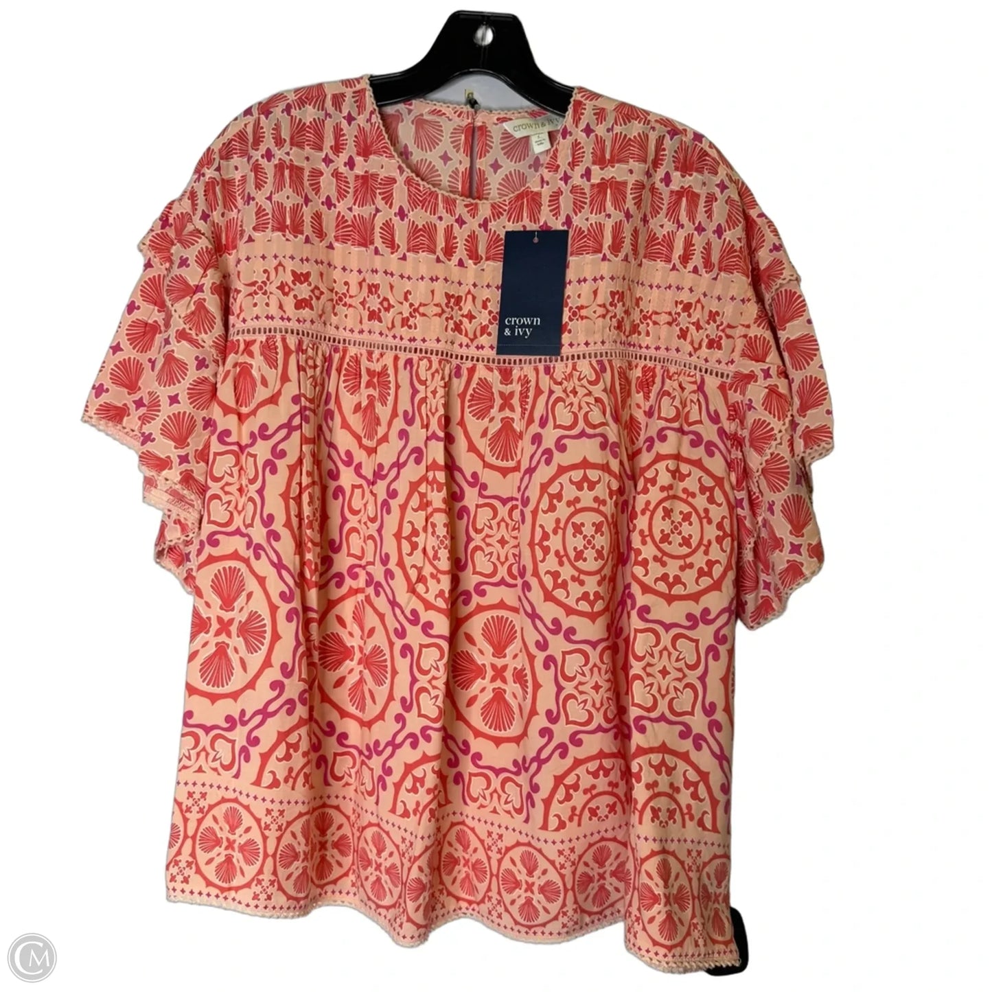 Blouse Short Sleeve By Crown And Ivy In Peach, Size: L