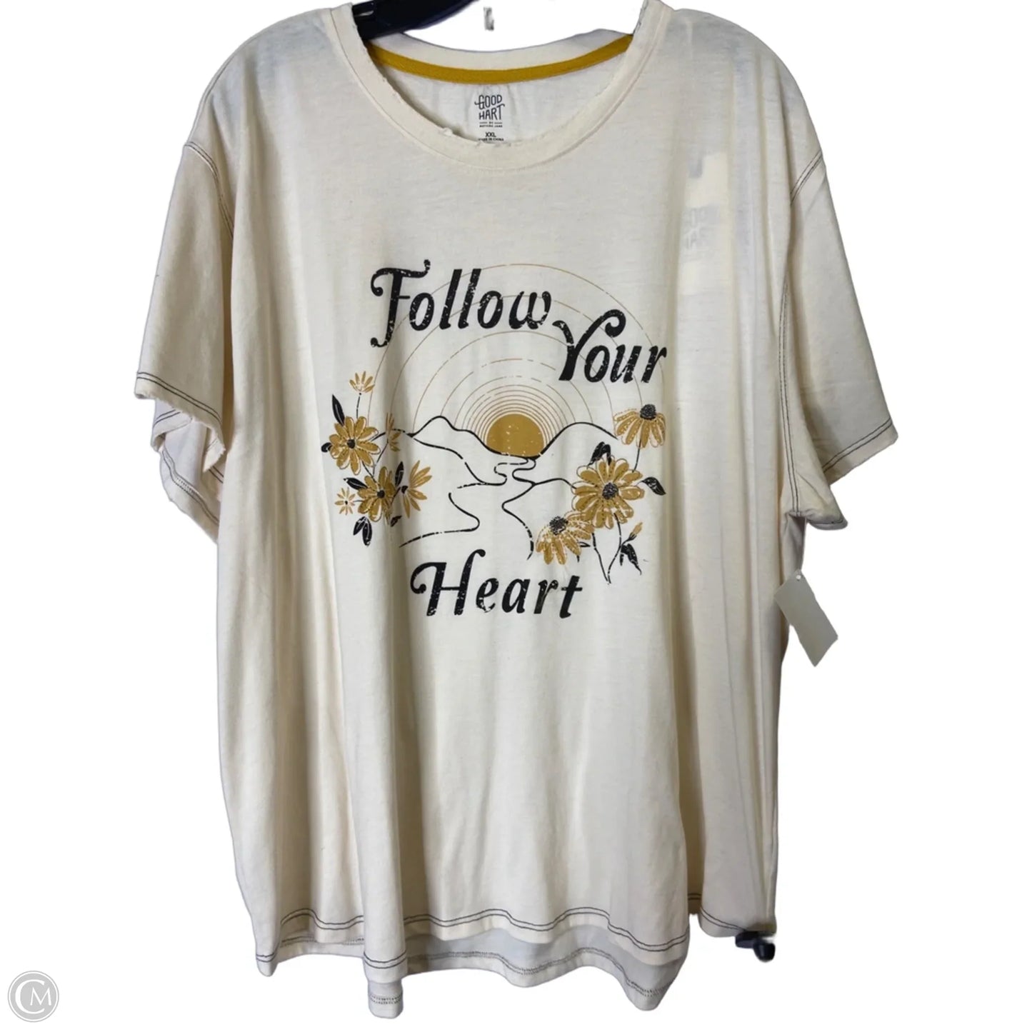 Top Short Sleeve Basic By Good Hart In Cream, Size: Xxl