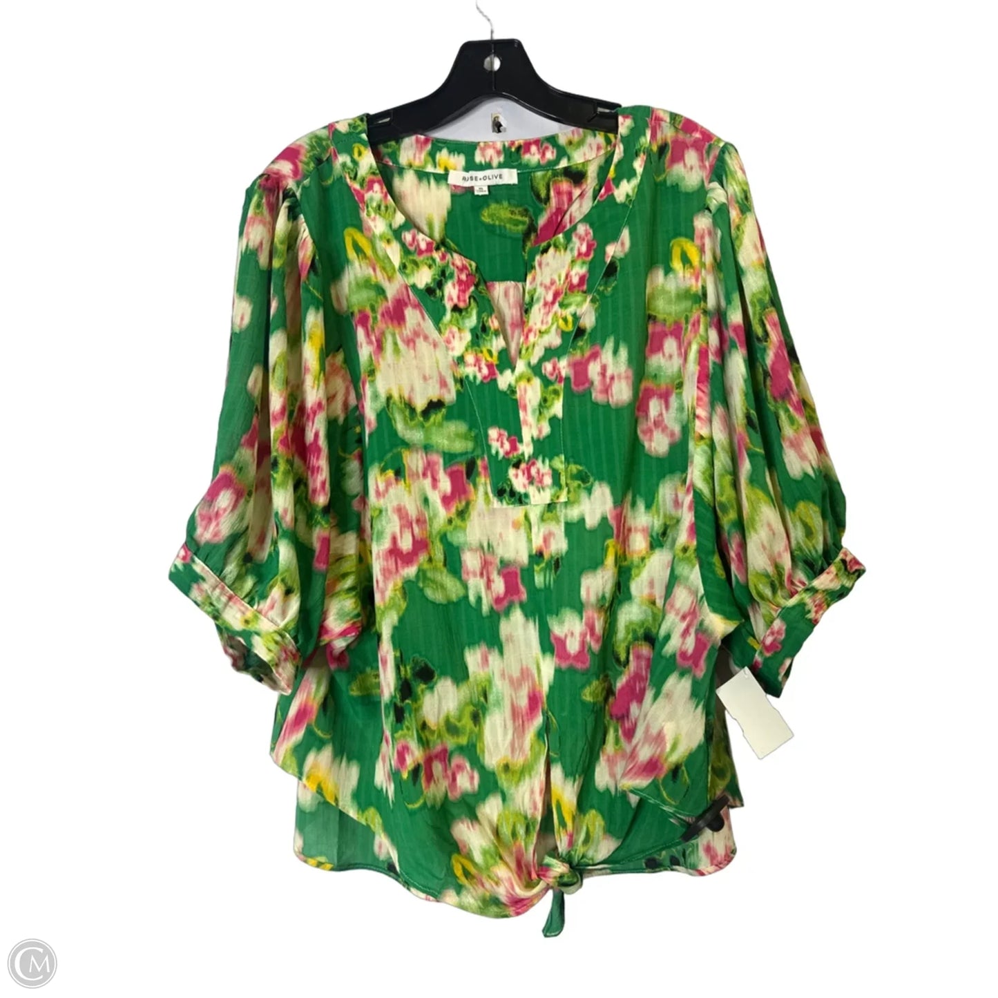Blouse Short Sleeve By Rose And Olive In Green, Size: Xl