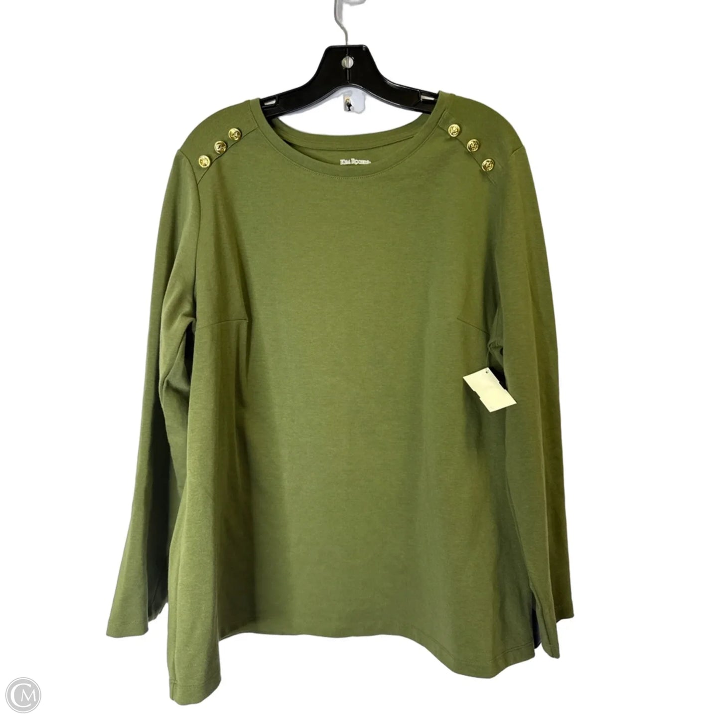 Top Long Sleeve By Kim Rogers In Green, Size: 1x