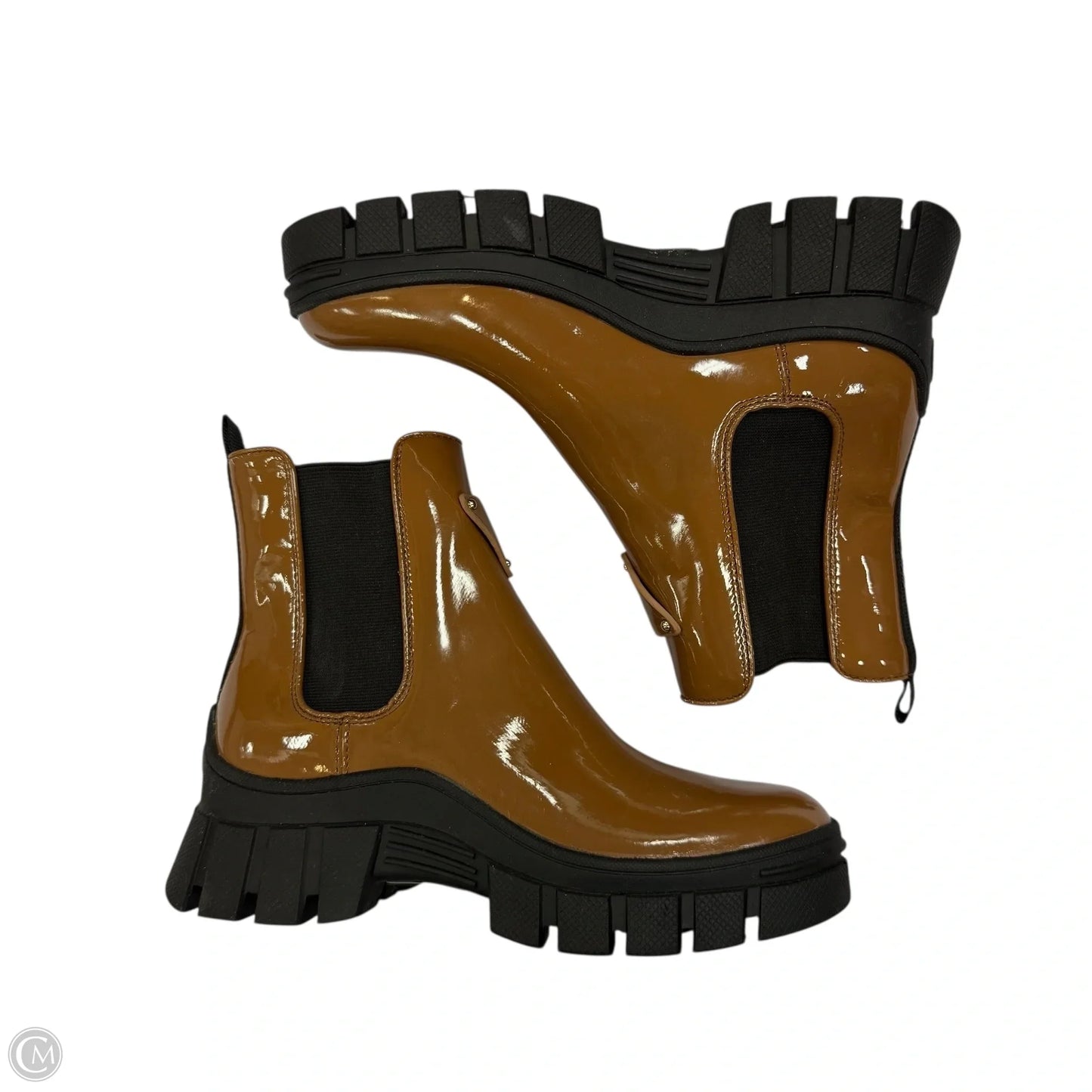 Boots Ankle Heels By Guess In Brown, Size: 7