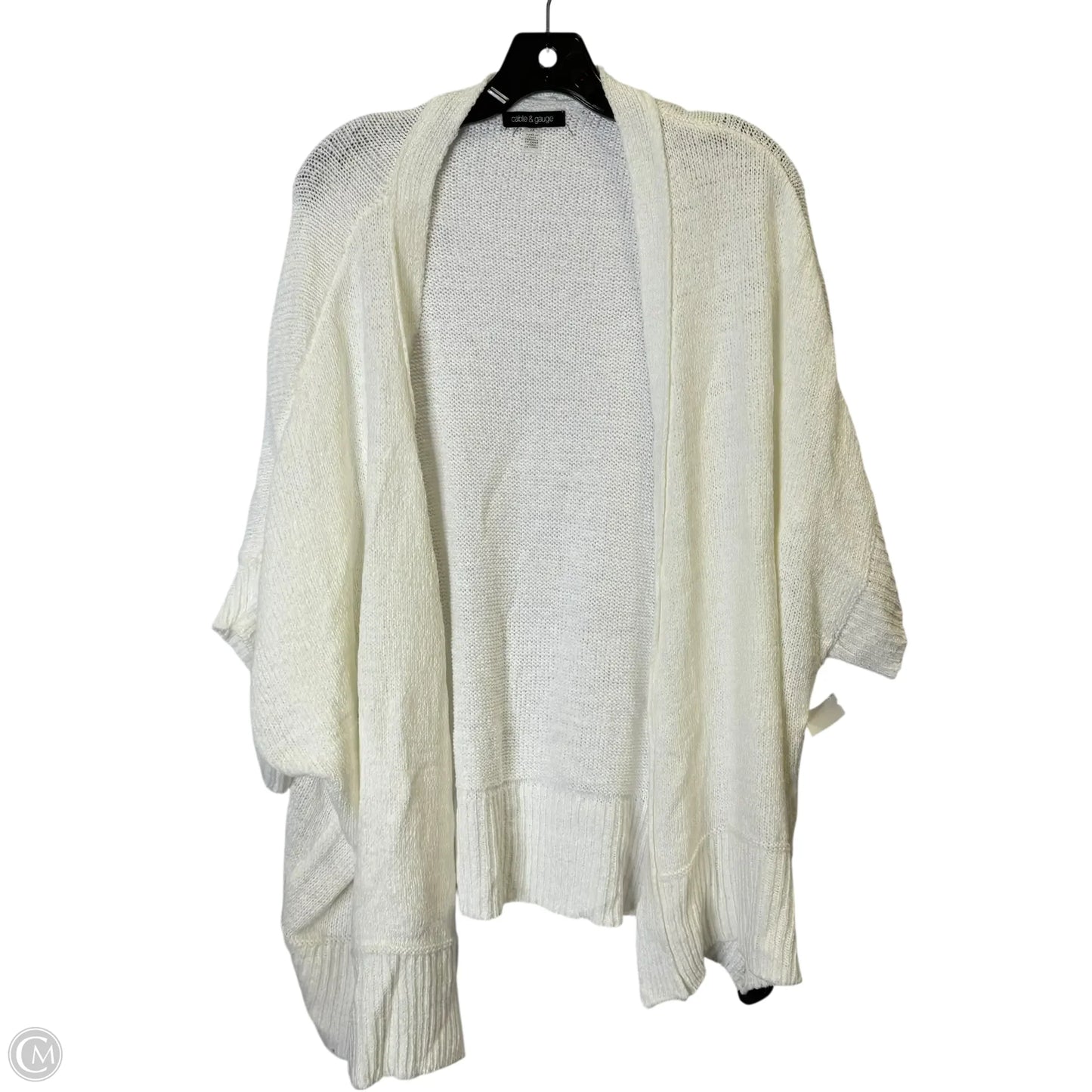 Sweater Cardigan By Cable And Gauge In White, Size: 2x