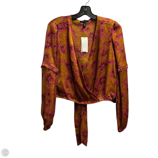 Blouse Long Sleeve By Jessica Simpson In Brown, Size: S