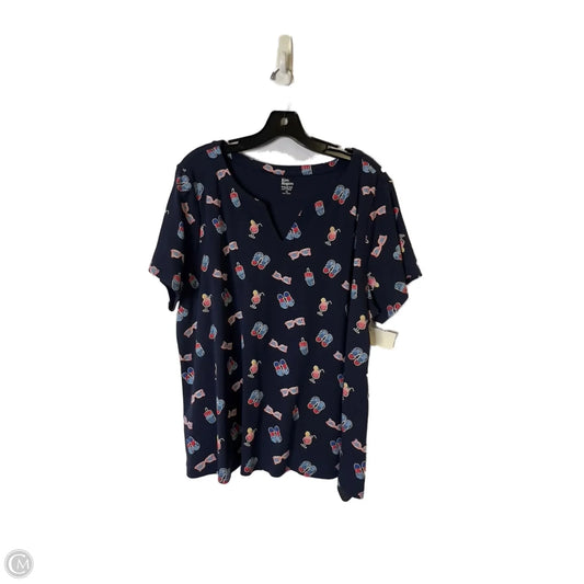 Top Short Sleeve By Kim Rogers In Navy, Size: 1x