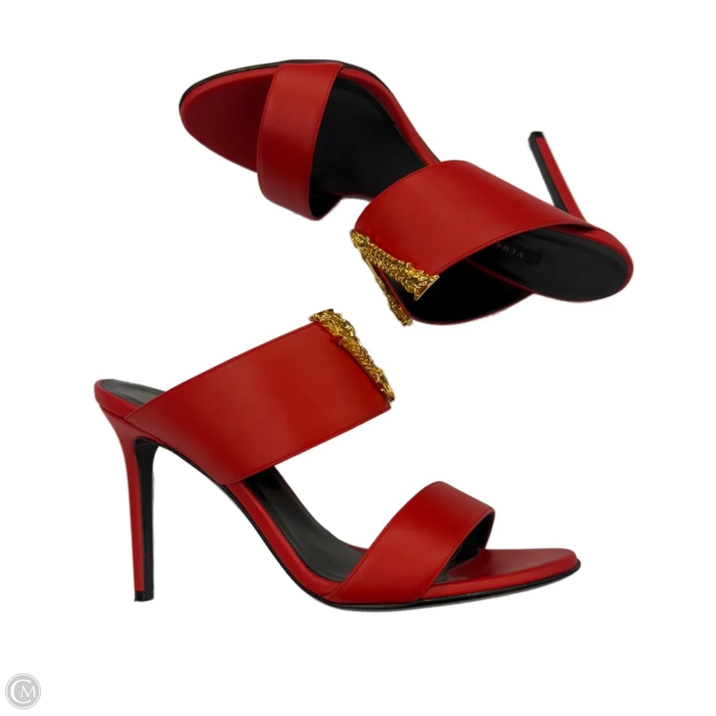 Shoes Luxury Designer By Versace In Red, Size: 10