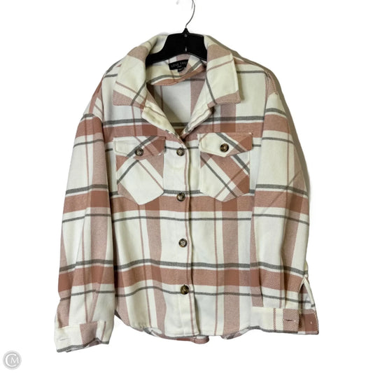 Jacket Shirt By Love Tree In Red & White, Size: L