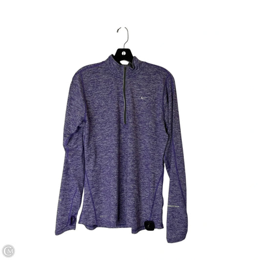 Athletic Top Long Sleeve Collar By Nike Apparel In Purple, Size: L