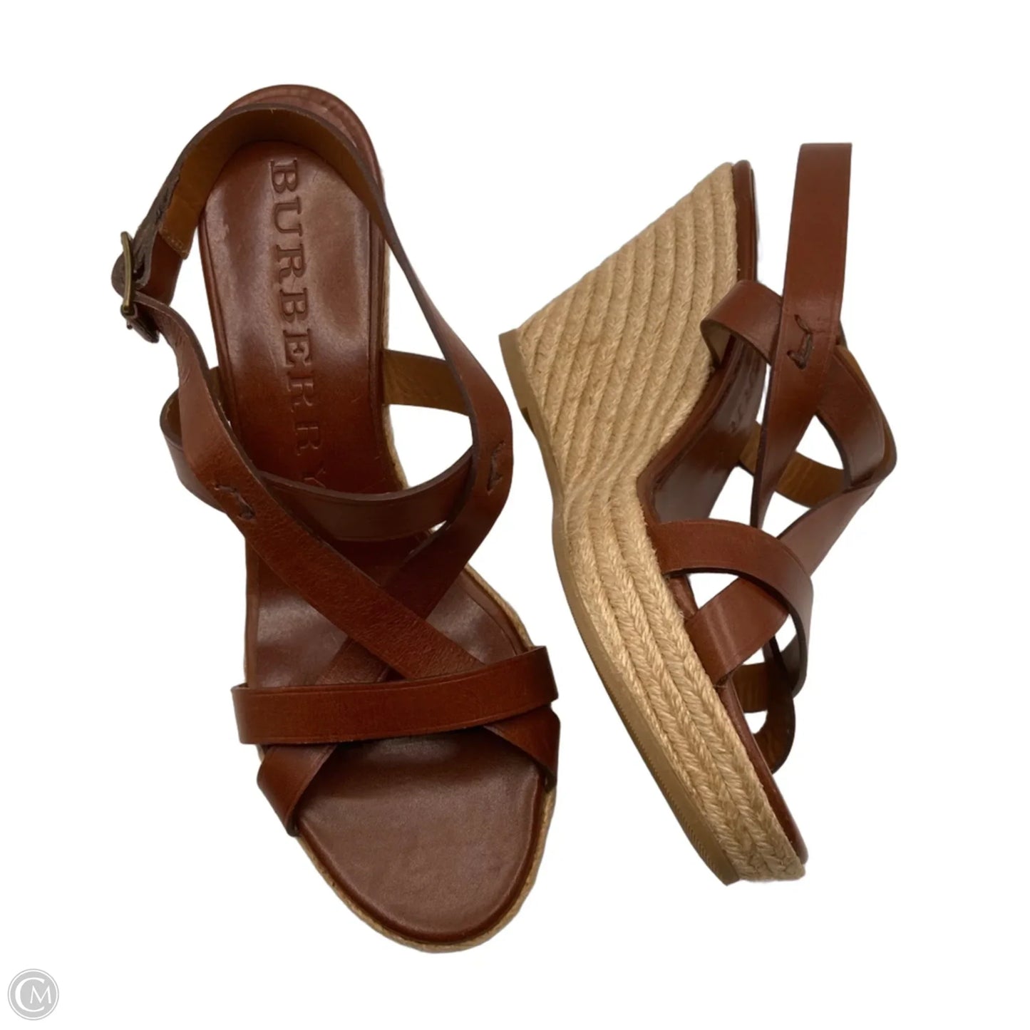 Sandals Luxury Designer By Burberry In Brown, Size: 10