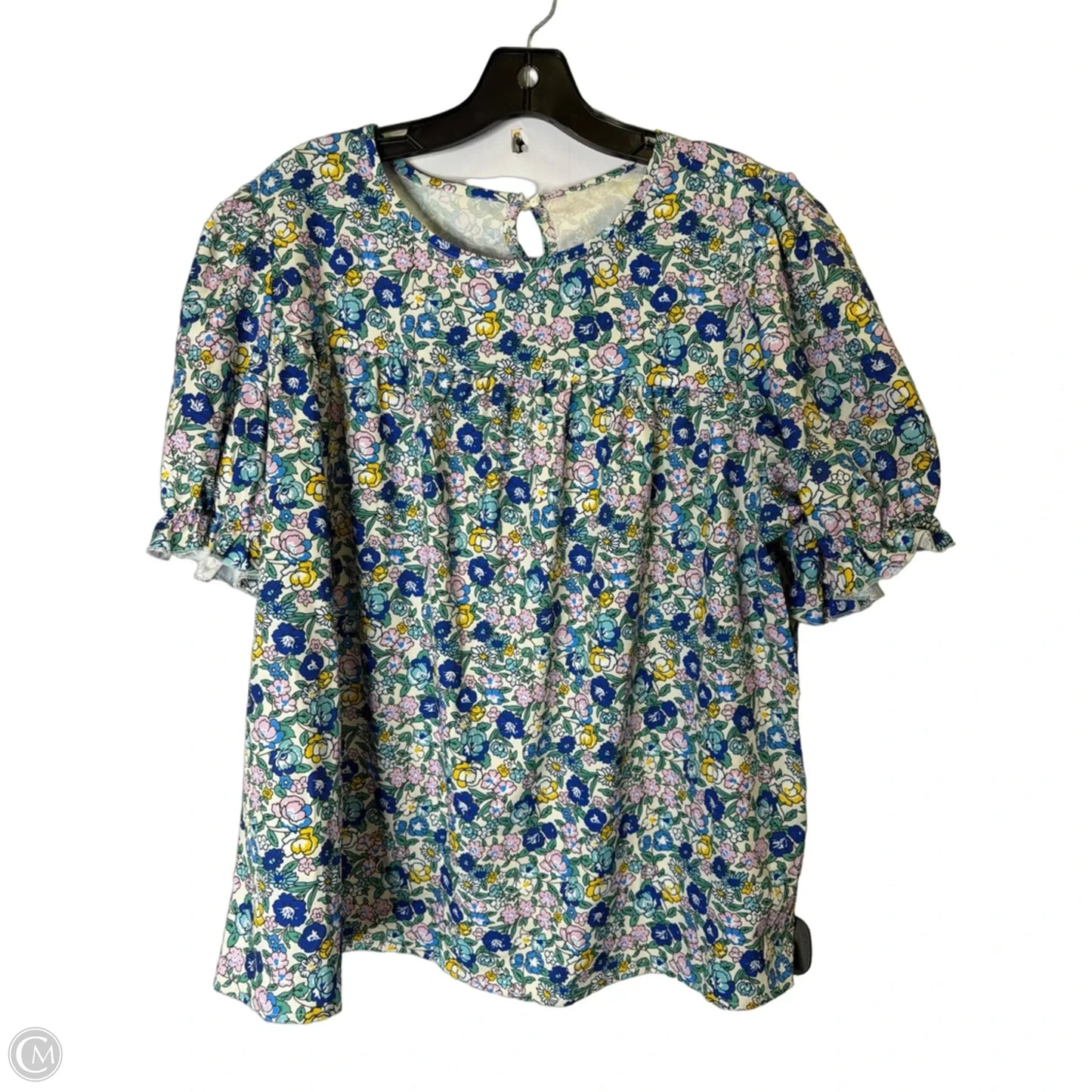 Top Short Sleeve By Shein In Floral Print, Size: 1x