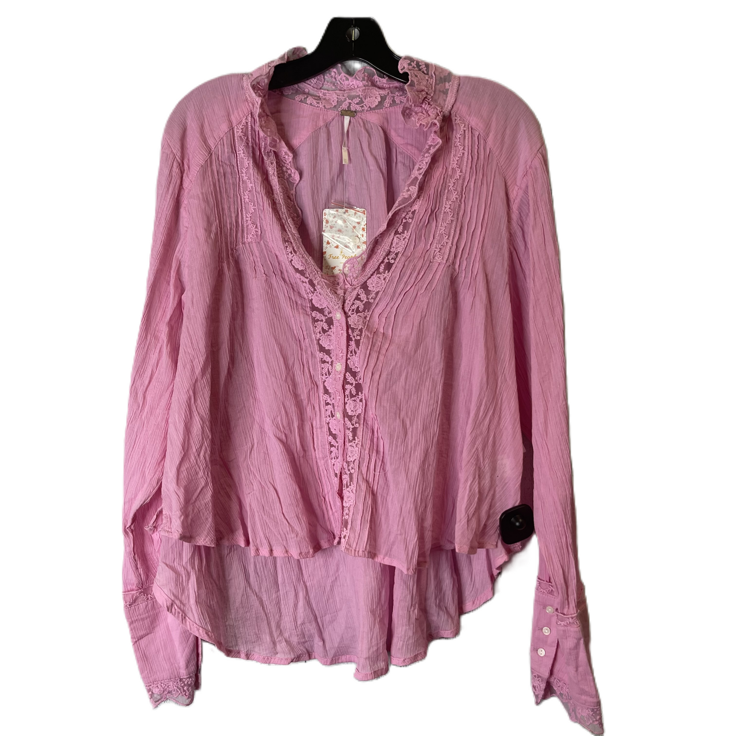 Pink Top Long Sleeve By Free People, Size: M