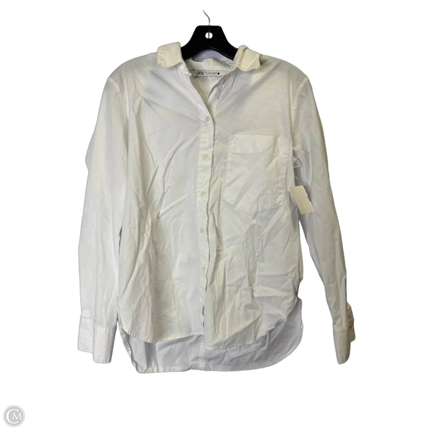 Top Long Sleeve By Zara In White, Size: S