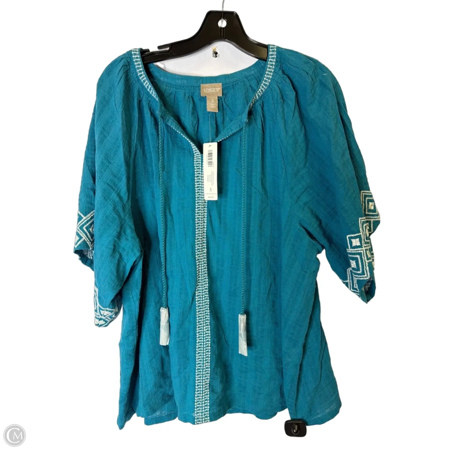 Top Short Sleeve By Chicos In Blue, Size: 3x