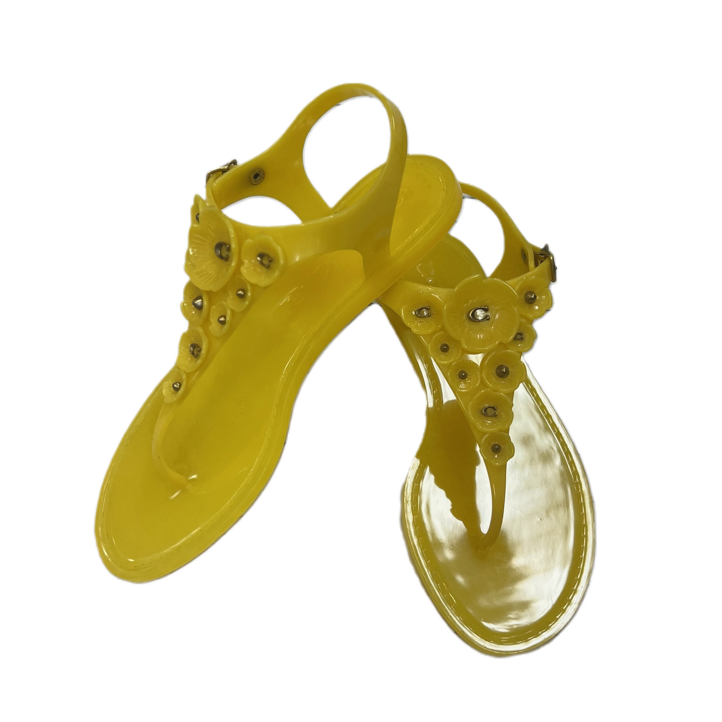 Yellow Sandals Flats By Coach, Size: 6