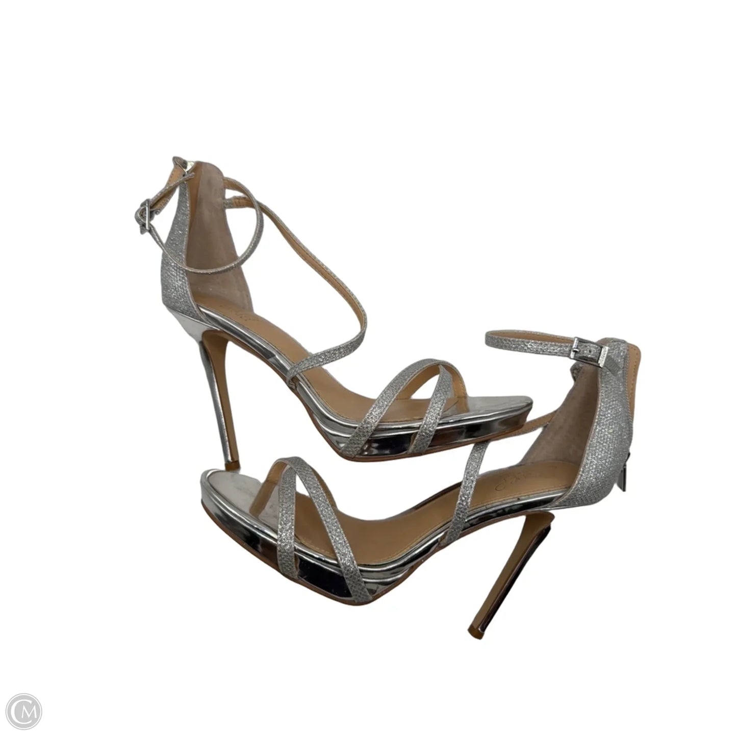 Shoes Heels Stiletto By Badgley Mischka In Silver, Size: 7.5