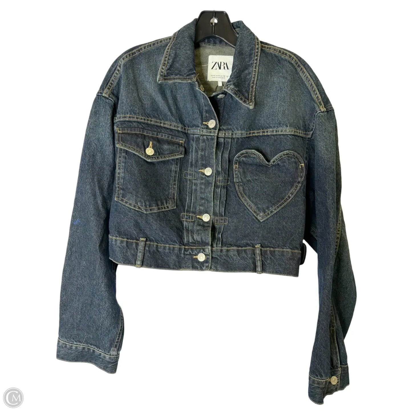 Jacket Denim By Zara In Blue Denim, Size: Xs