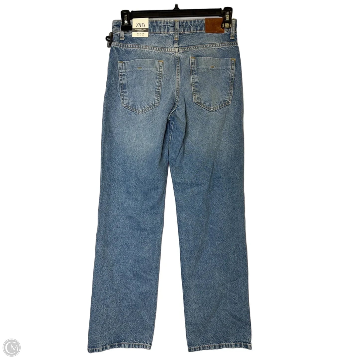 Jeans Straight By Zara In Blue Denim, Size: 4