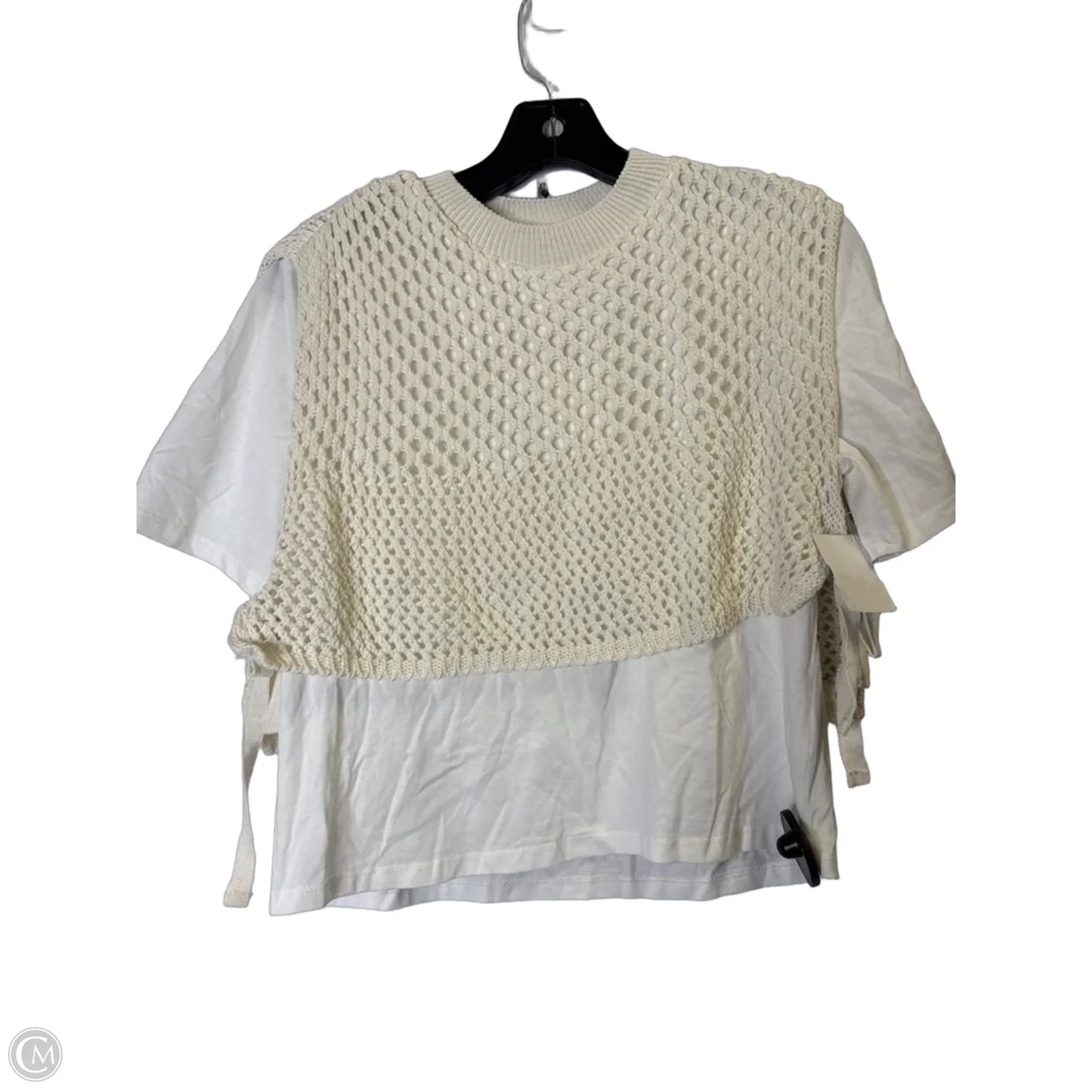 Top Short Sleeve By Zara In Cream & White, Size: S