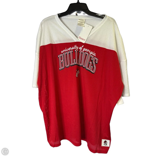 Top Short Sleeve By Hanes In Red & White, Size: 2x