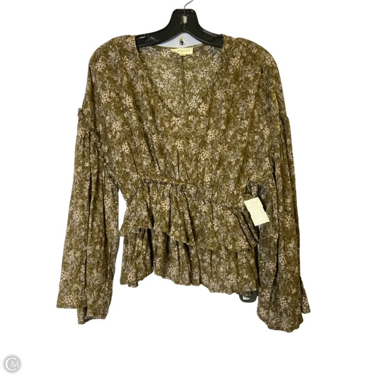 Top Long Sleeve By Promesa In Green, Size: S