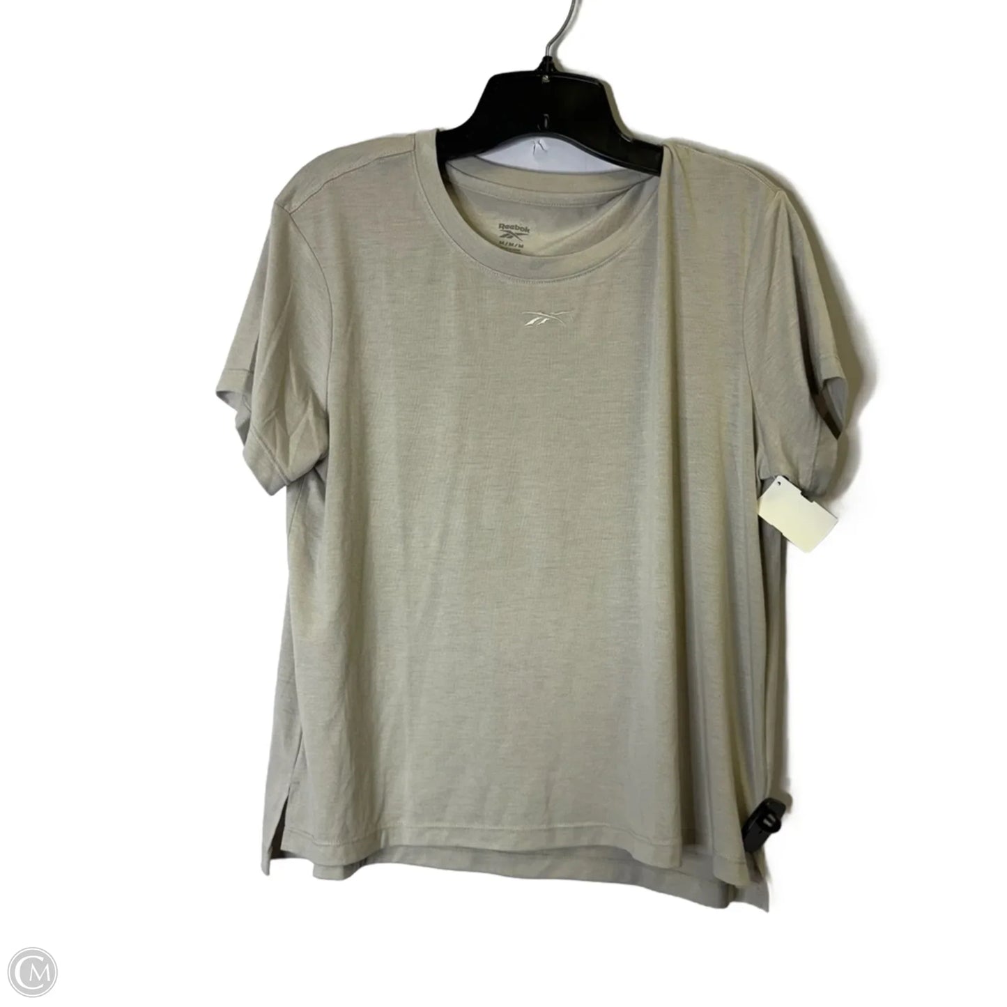 Athletic Top Short Sleeve By Reebok In Grey, Size: M