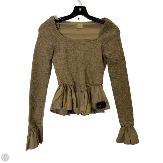 Top Long Sleeve By Free People In Brown, Size: Xs