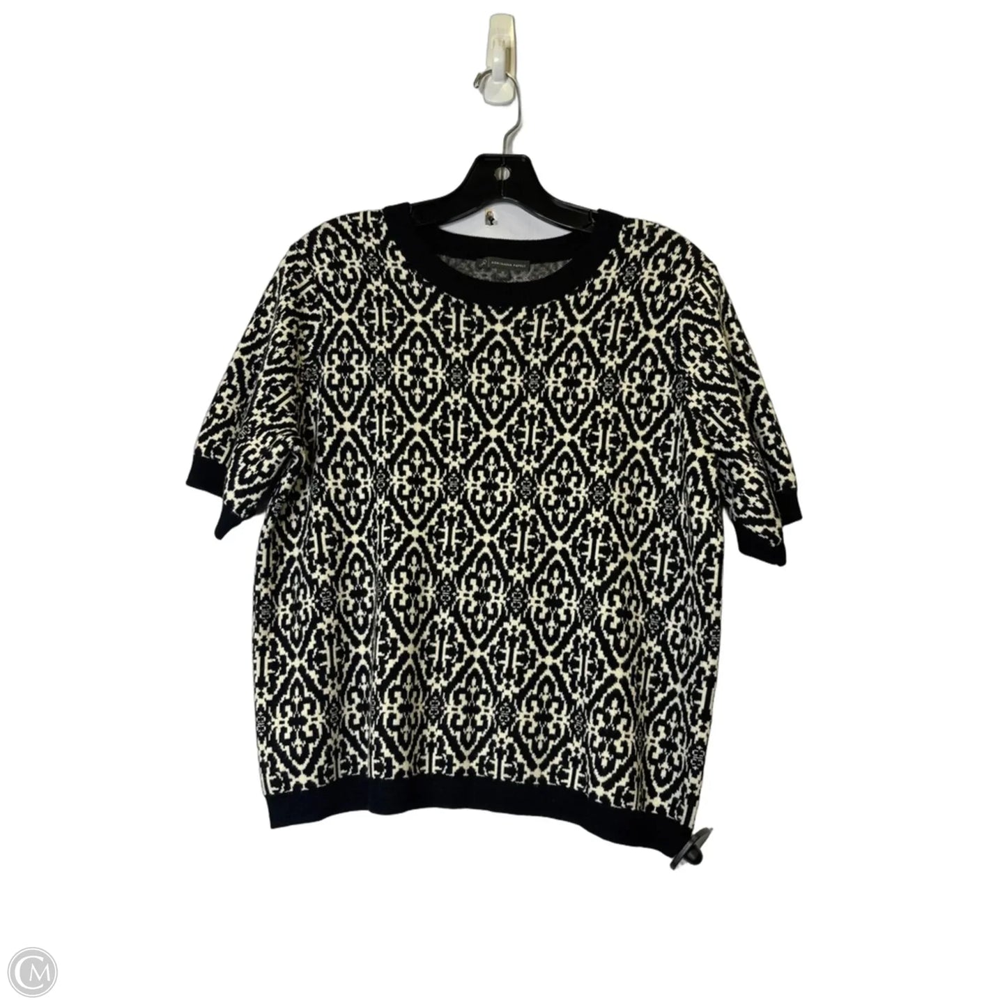 Sweater Short Sleeve By Adrianna Papell In Black & Cream, Size: M