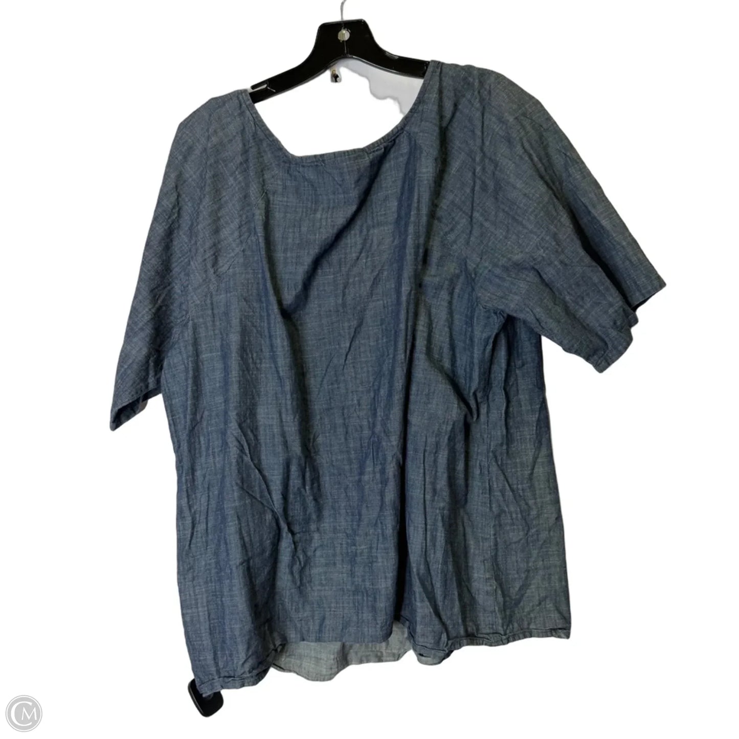 Top Short Sleeve By Eshakti In Blue, Size: 3x