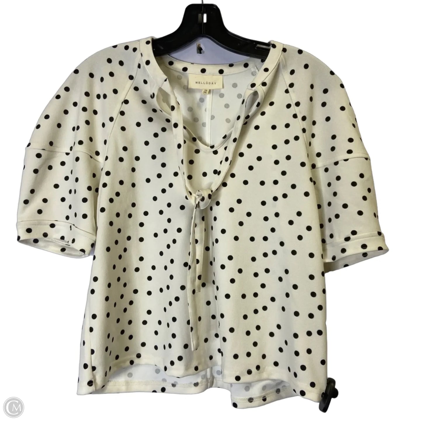 Top Short Sleeve By Melloday In Polkadot Pattern, Size: Xs