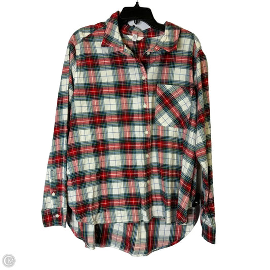 Top Long Sleeve By Time And Tru In Plaid Pattern, Size: Xl