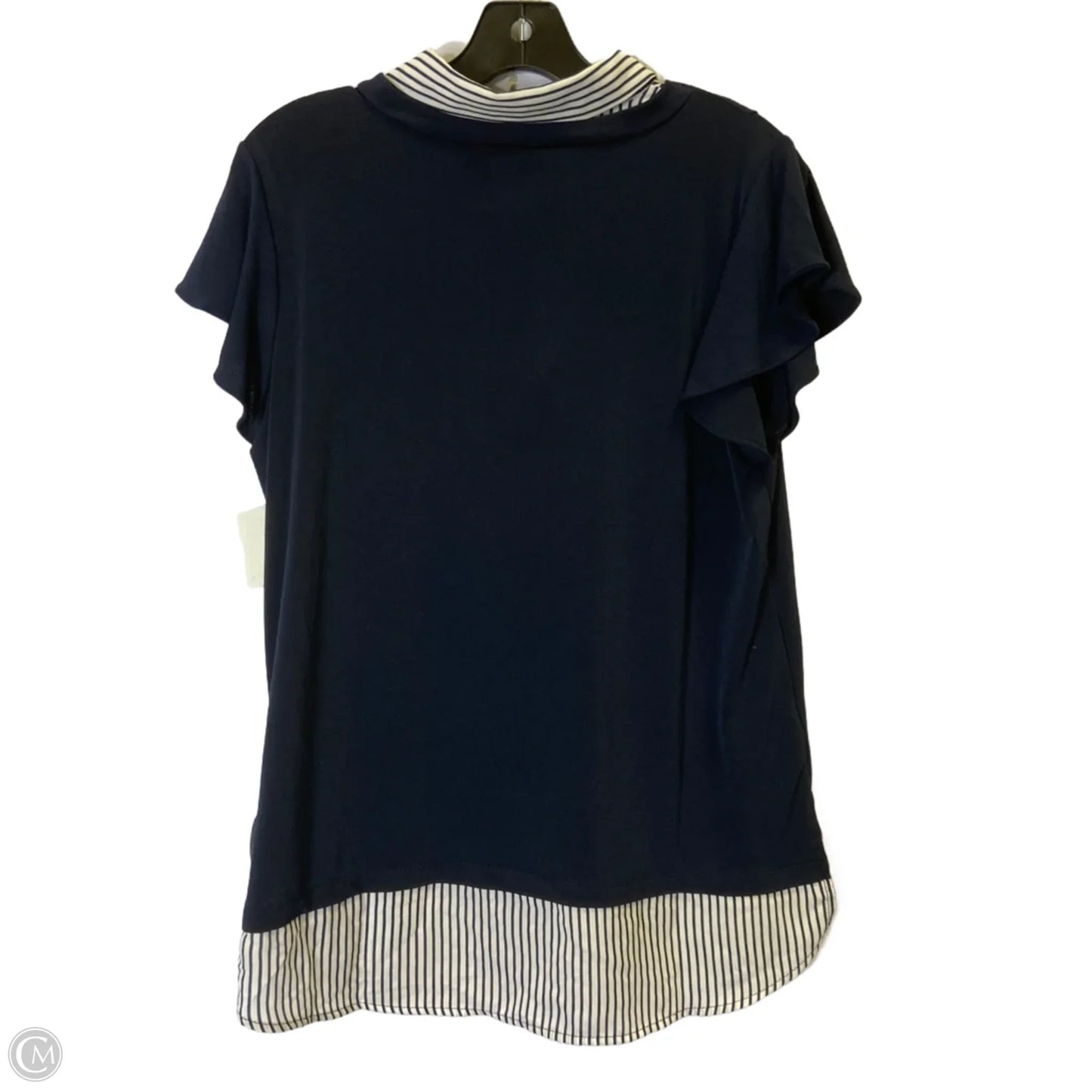 Top Short Sleeve By Adrianna Papell In Navy, Size: M