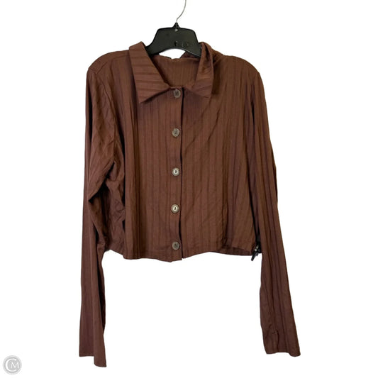 Top Long Sleeve By Fashion Nova In Brown, Size: 3x