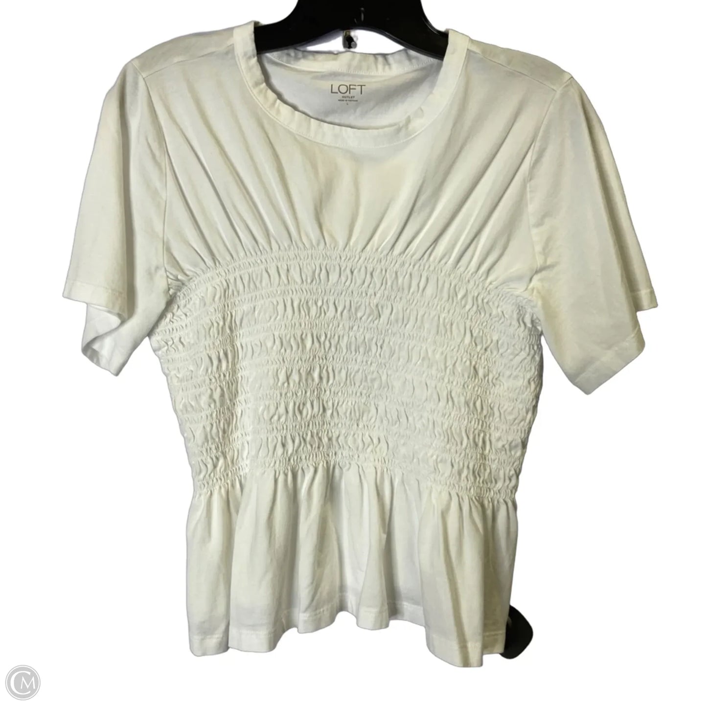 Top Short Sleeve By Loft In White, Size: L