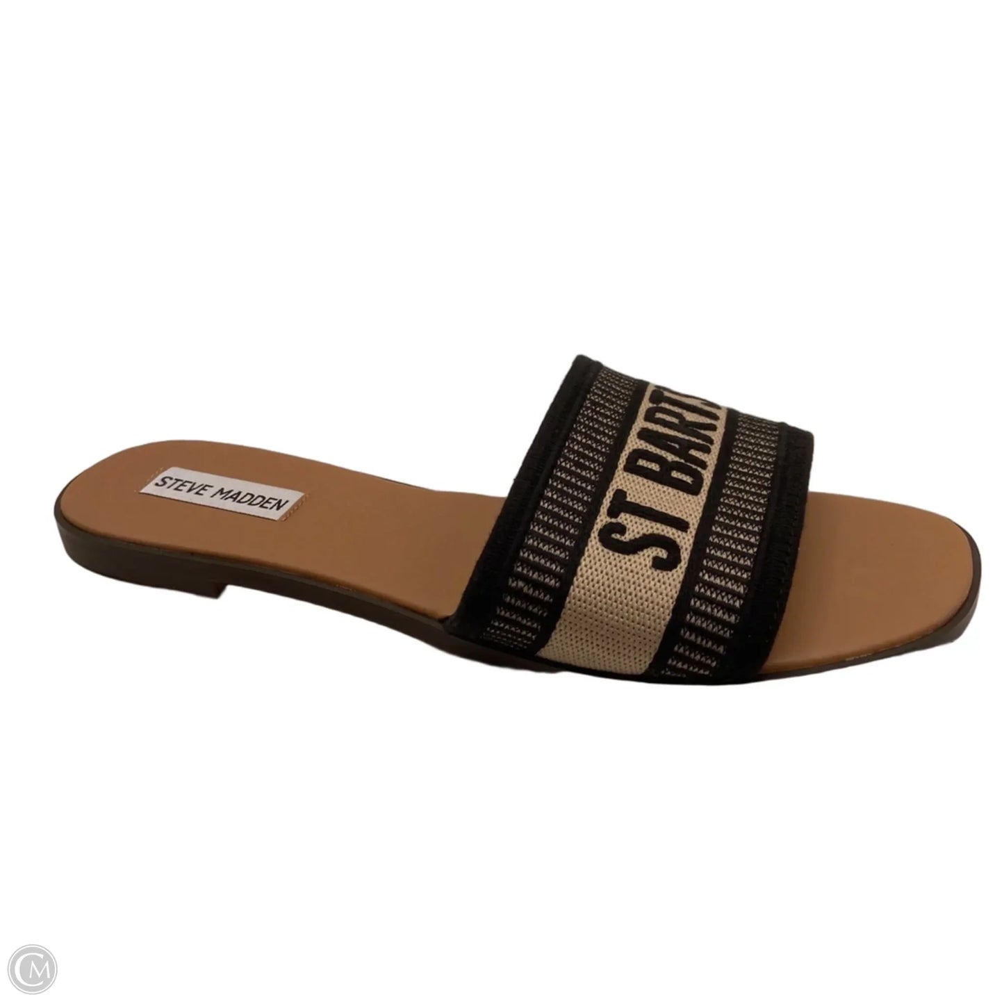 Sandals Flats By Steve Madden In Black & Cream, Size: 9.5