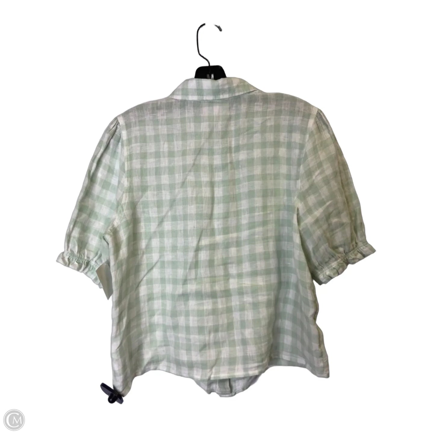 Top Short Sleeve By Laura Ashley In Green & White, Size: M