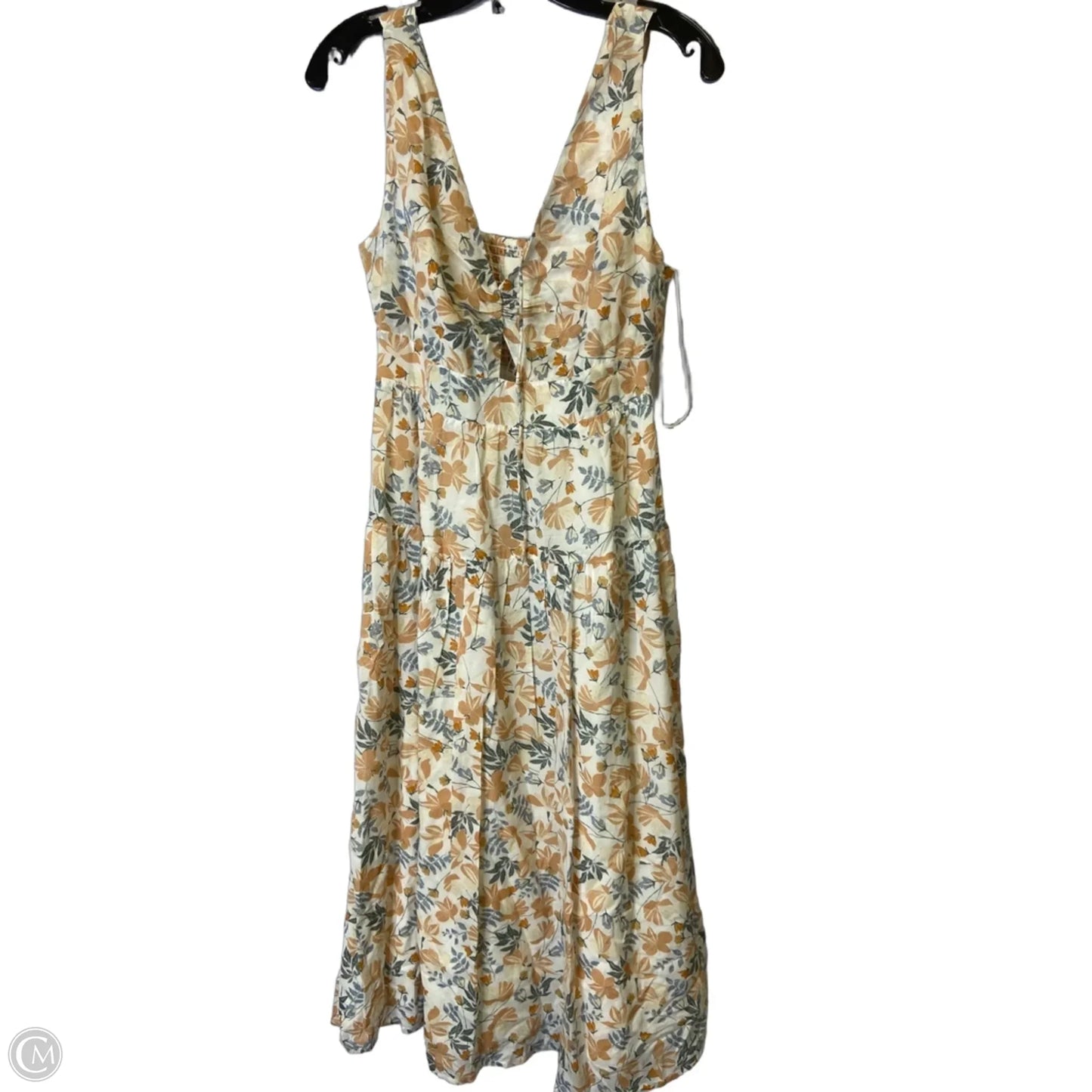 Dress Casual Midi By Joie In Cream & Orange, Size: 6