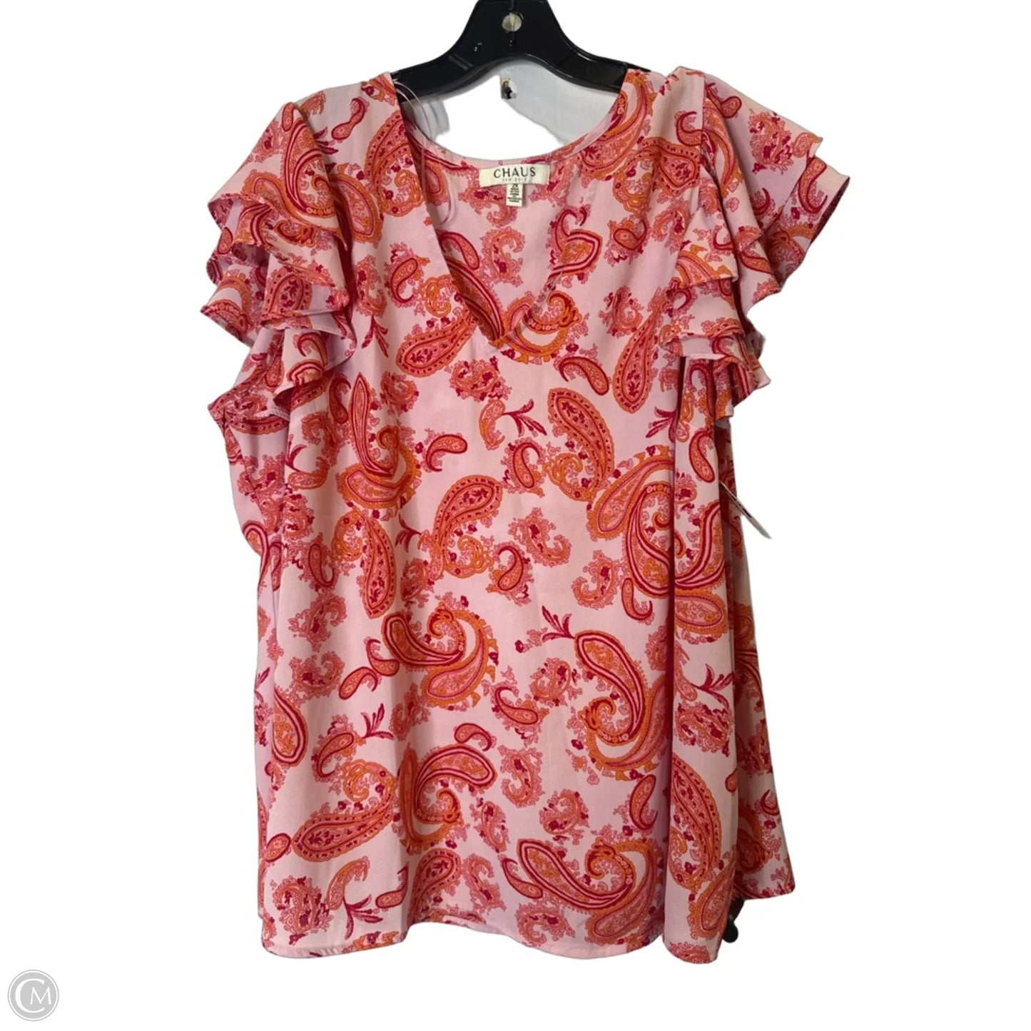 Top Short Sleeve By Chaus In Purple & Red, Size: 2x