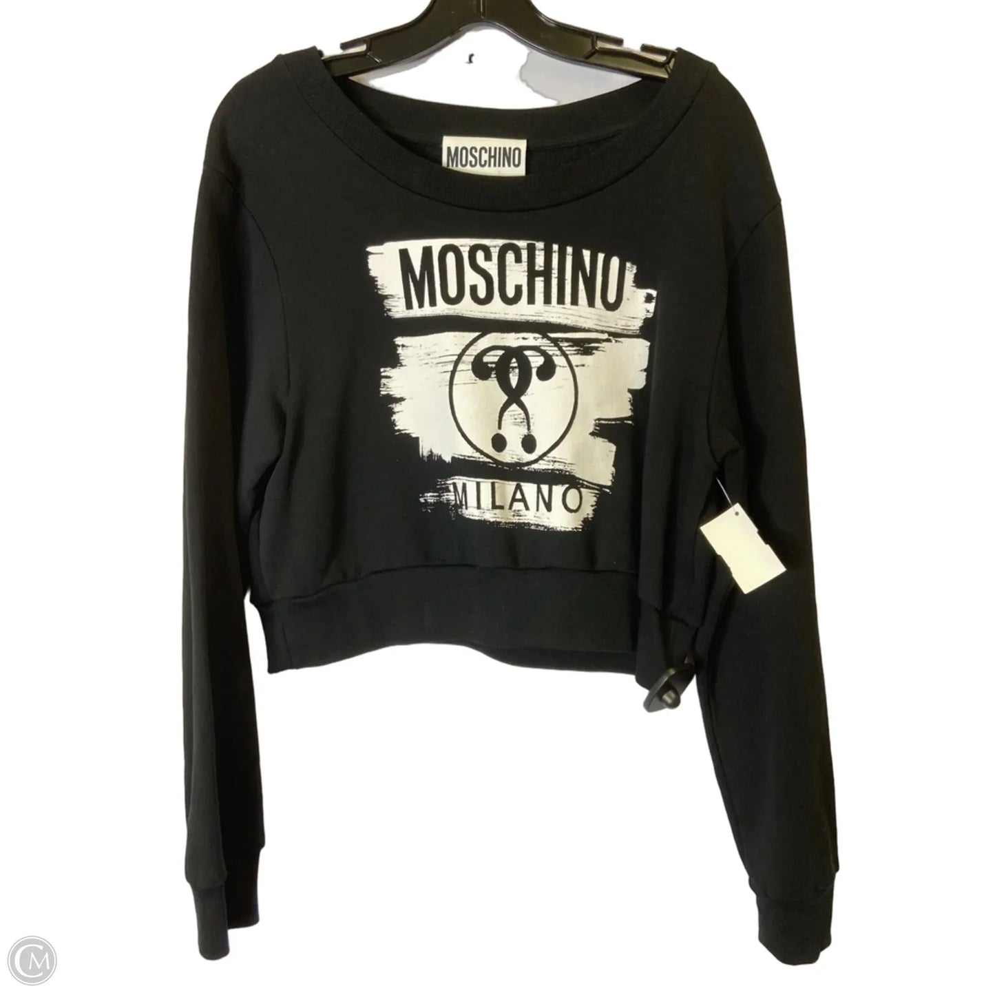 Sweatshirt Luxury Designer By Moschino In Black, Size: 8