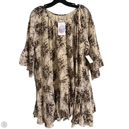 Top Short Sleeve By Clothes Mentor In Brown & Cream, Size: 1x