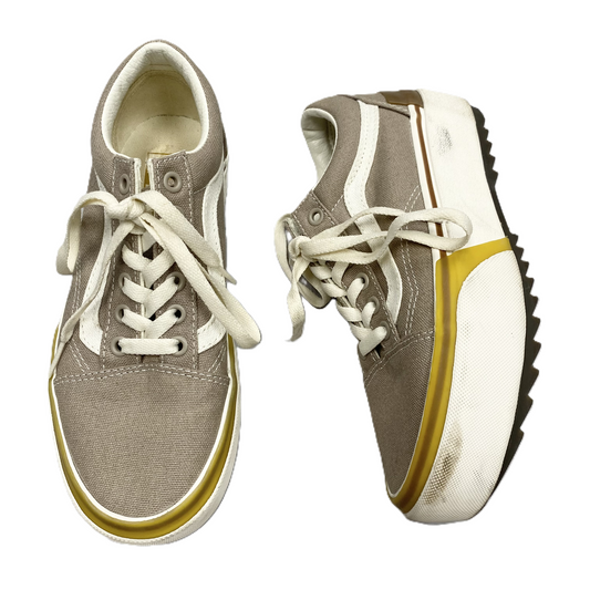 Grey & Yellow Shoes Sneakers By Vans, Size: 7