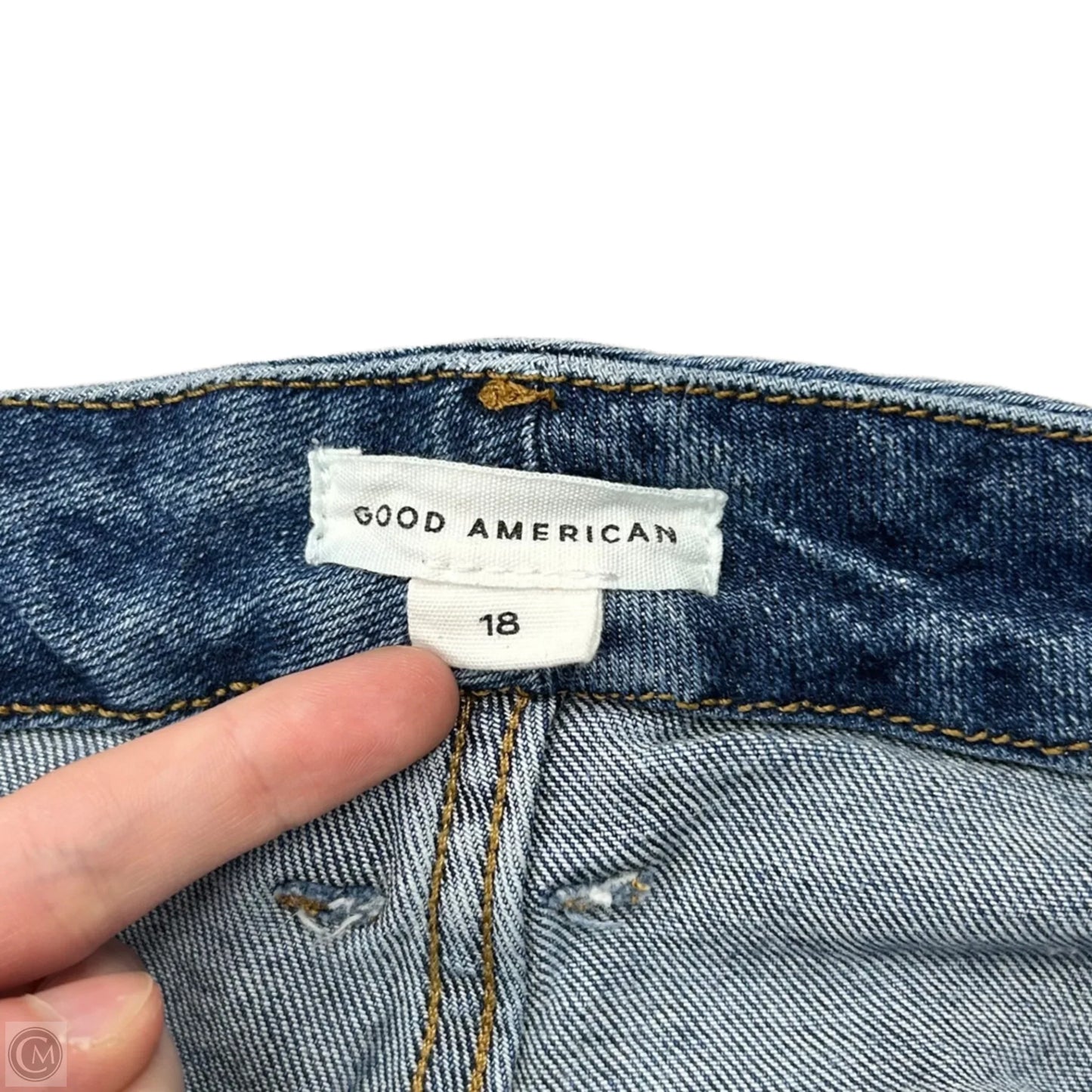Jeans Straight By Good American In Blue Denim, Size: 18