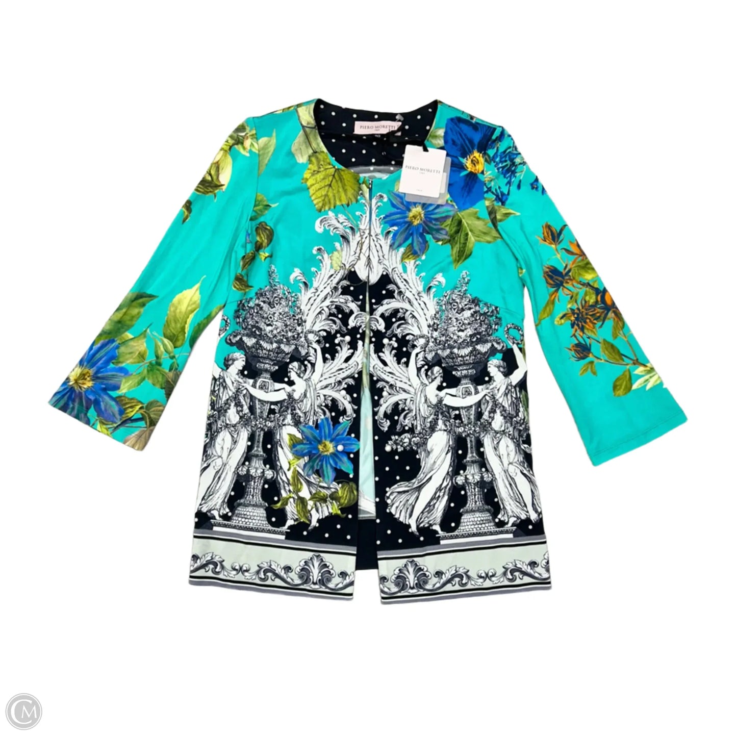 Cardigan By Piero Moretta In Blue & Green, Size: M