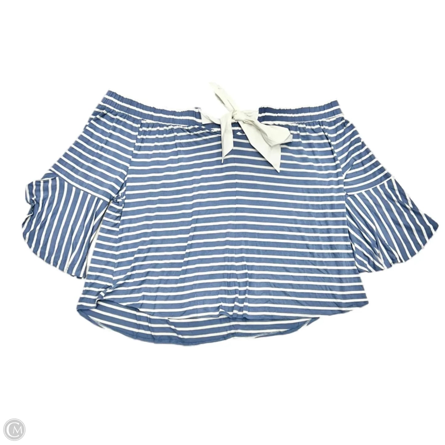 Top Short Sleeve By Lane Bryant In Blue & White, Size: 4x