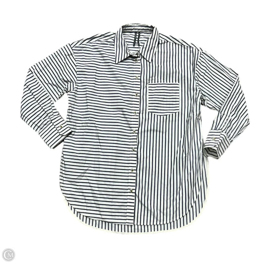 Blouse Long Sleeve By Anthropologie In Blue & White, Size: Xs