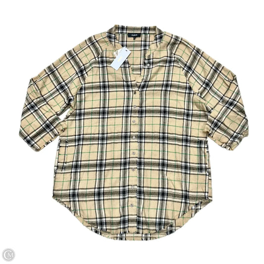 Jacket Shirt By Aakaa In Brown & Green, Size: M