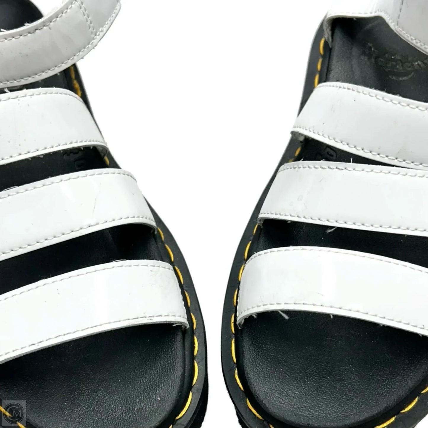 Sandals Heels Platform By Dr Martens In Black & White, Size: 8