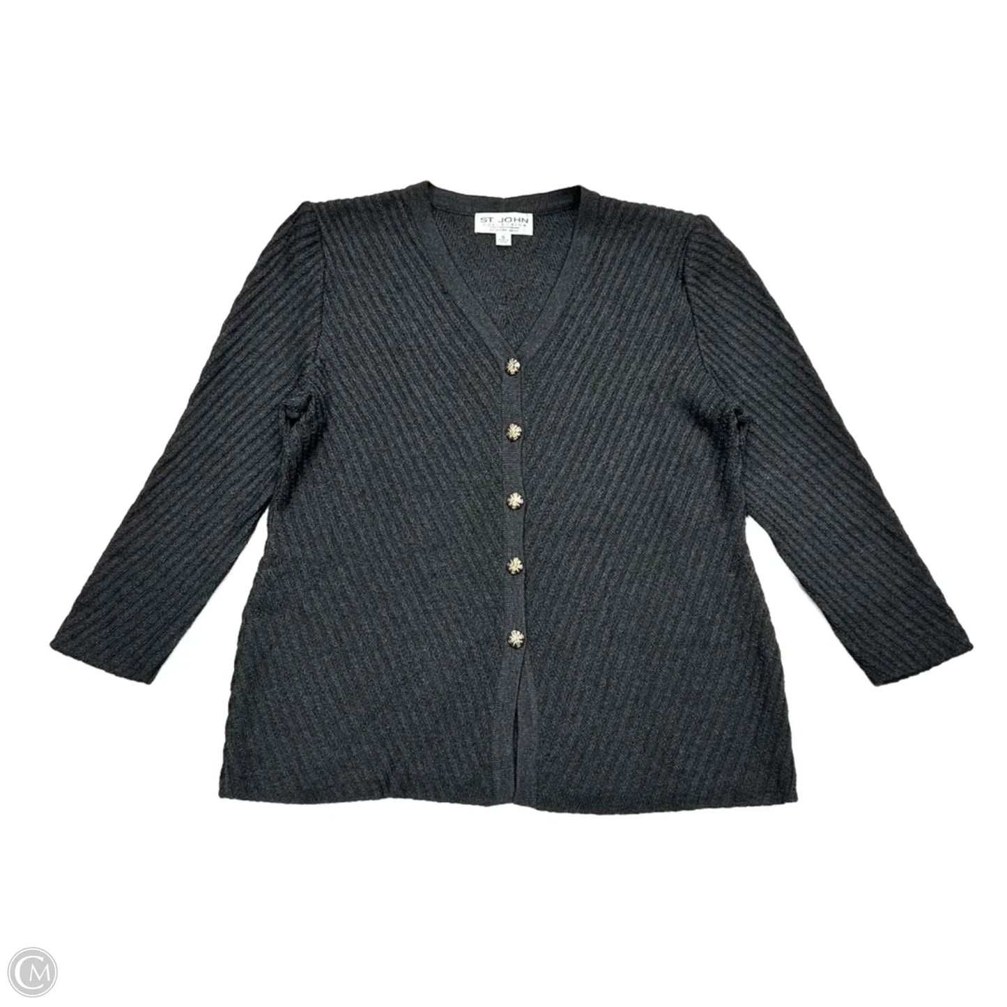 Sweater Cardigan Luxury Designer By St John Collection In Grey, Size: Xl