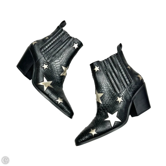Boots Ankle Heels By Betsey Johnson In Black & Gold, Size: 7