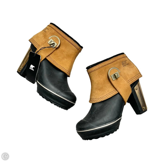 Boots Ankle Heels By Sorel In Black & Brown, Size: 7.5