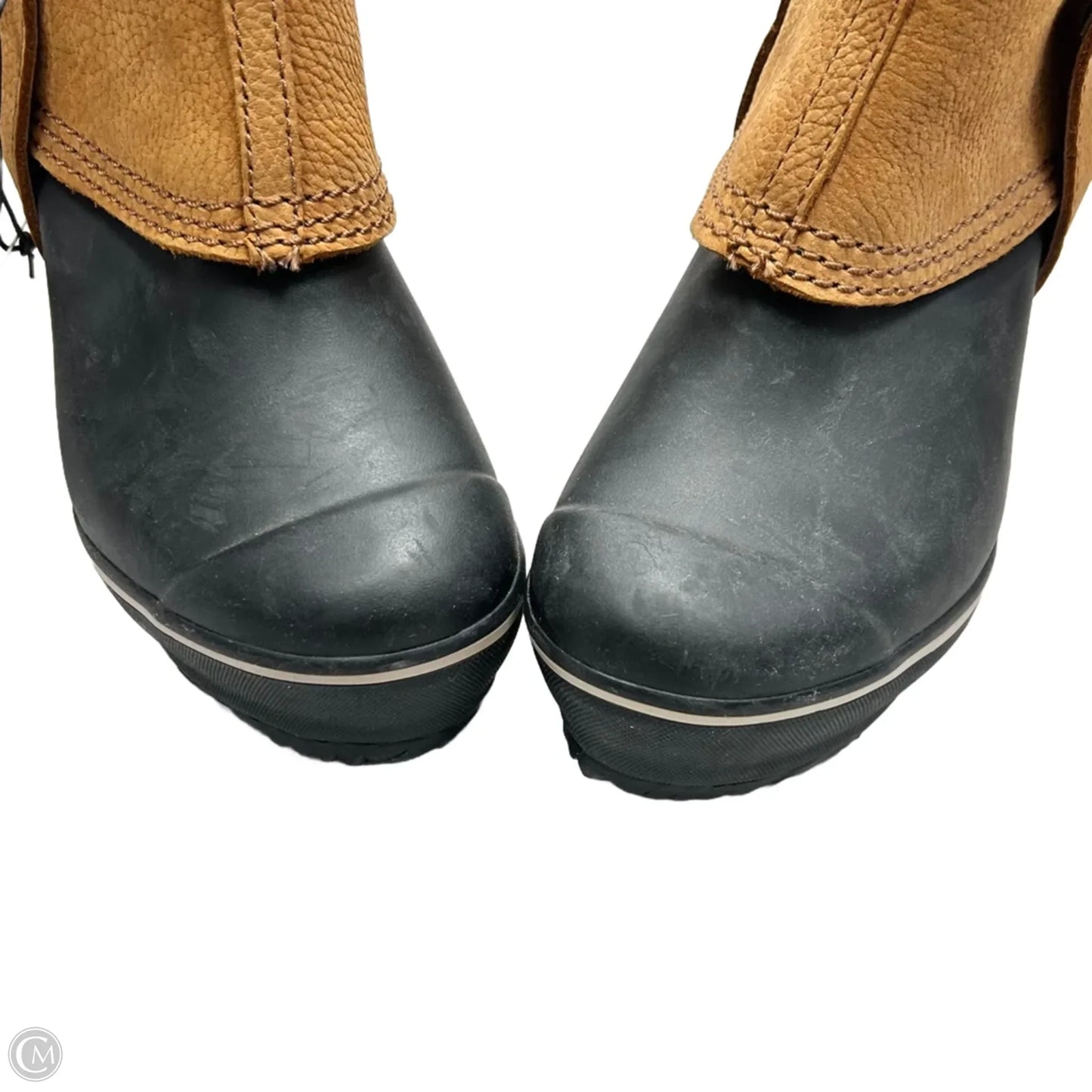 Boots Ankle Heels By Sorel In Black & Brown, Size: 7.5