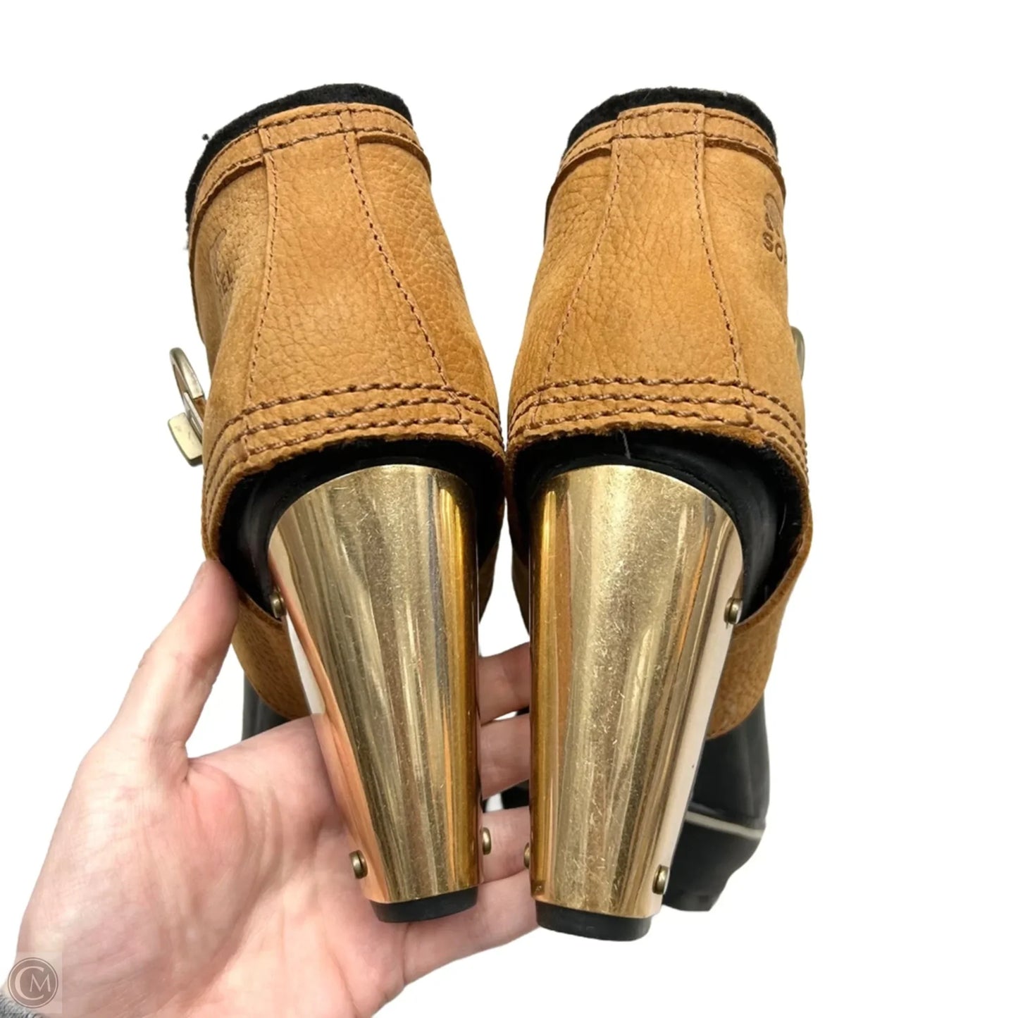 Boots Ankle Heels By Sorel In Black & Brown, Size: 7.5